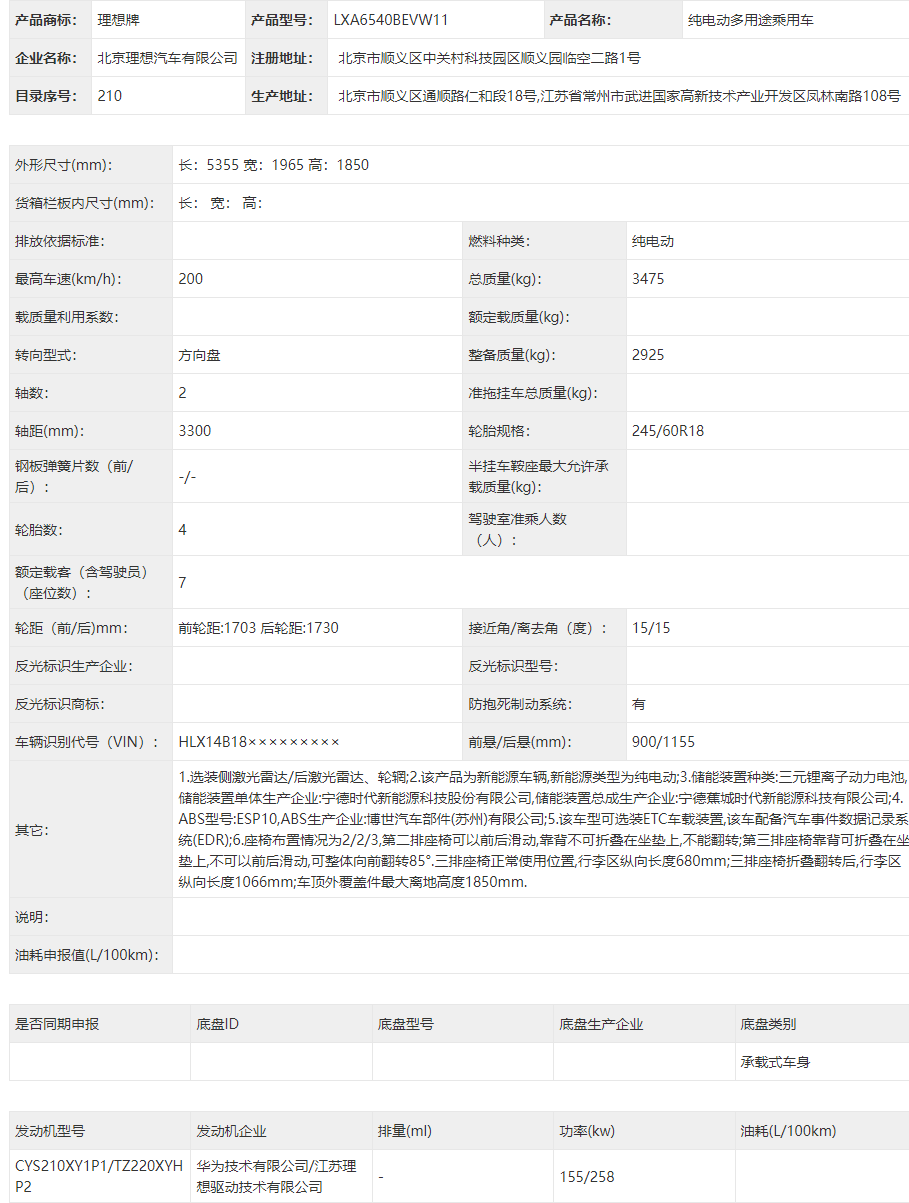 理想MEGA Home 参数详情